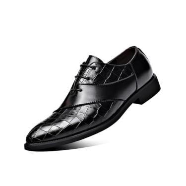 Imagem de Sapato social masculino moderno, formal, com cadarço, Oxford, moderno, casual, Derby, Preto, 45