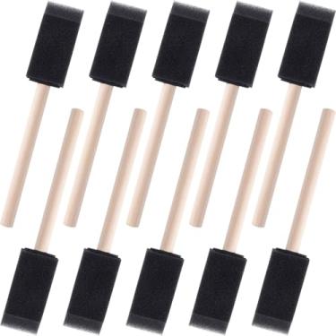Imagem de Isslly 10 pincéis de espuma para pintura, pincéis de tinta de espuma de 2,5 cm com cabo de madeira, pincéis de esponja de espuma para limpeza de vernizes - preto