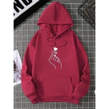 Imagem de Moletom Feminino e Masculino Blusa de Frio Canguru Unissex Mão Coreana