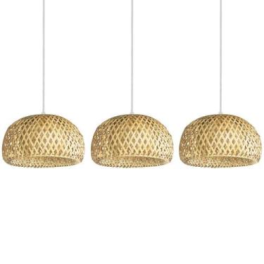 Imagem de 3 Pendente Fibra Natural Palha Cabeceira Bambu E27 Nat53 - Acienda, 11