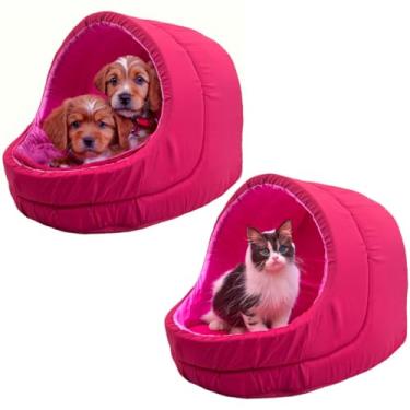 Imagem de Kit 2x Camas Pet Iglu Raça Médio para Cachorro e Gato com Almofada (Rosa)