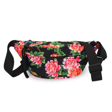 Imagem de eYLun Pochete feminina bolsa tiracolo ajustável casual bolsa de cintura moderna bolsa de peito bolsa de cintura para viagem, caminhada, corrida, caminhada, Preto, Estilo B