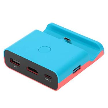 Imagem de LOCADENCE TV Dock Docking Station, One Button Display Switch Portable Charging Dock Stand, HDMI Video Converter 5 Interfaces for Game Machine (Blue Red)