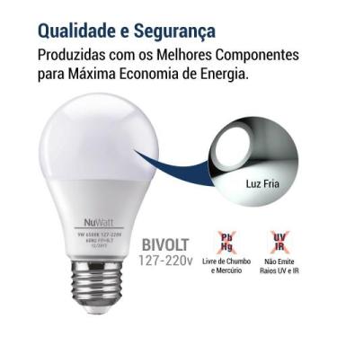 Imagem de Lâmpada BULBO LED A60 E27 9W 630LM 6500 K - Luz Fria/Branca - NUWATT