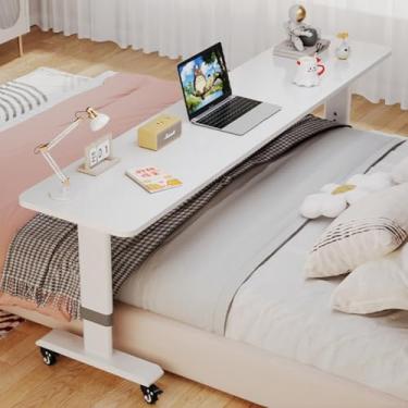 Imagem de Mesa de cama, mesa de cama com rodas, mesa de sobrecama, mesa móvel com rodas, mesa de computador para altura ajustável