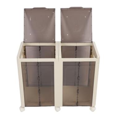 Imagem de Lixeira de Armazenamento Empilhável, Caixa de Armazenamento Dobrável de Plástico Com Rodas Limpas Portas para Lanches de Roupas Toys Acampando (2 níveis)