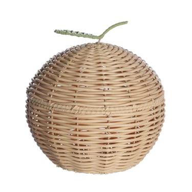 Imagem de Oikos - Cesto Organizador Redondo 22cm com Tampa Maçã Textura Palha Rattan