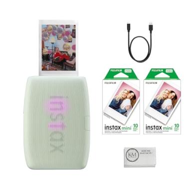 Imagem de Fujifilm INSTAX Mini Link 3 Impressora para smartphone | Película instantânea INSTAX Mini empacotada verde sálvia | 20 exposições + pano de limpeza de microfibra (3 itens)
