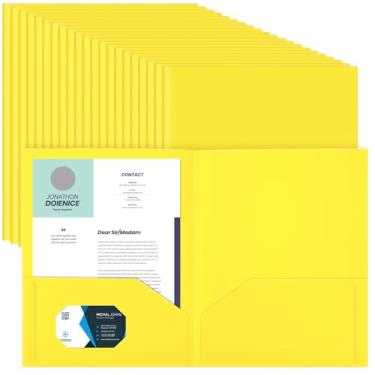 Imagem de Gueevin 150 peças, duas pastas de bolso, pasta de arquivo de plástico a granel com 2 bolsos - papel tamanho carta - estojo de carteira durável resistente para uso em casa, escritório, escola, negócios