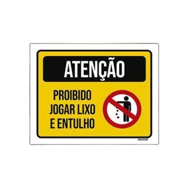 Imagem de Placa De Sinalização - Atenção Proibido Jogar Lixo 36X46 - Sinalizo, P
