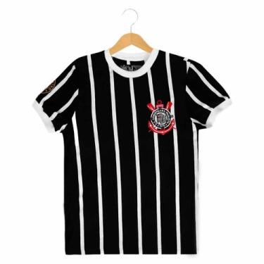 Imagem de Camiseta Infantil Retrô Corinthians Democracia 1982 Oficial, 12, Preto