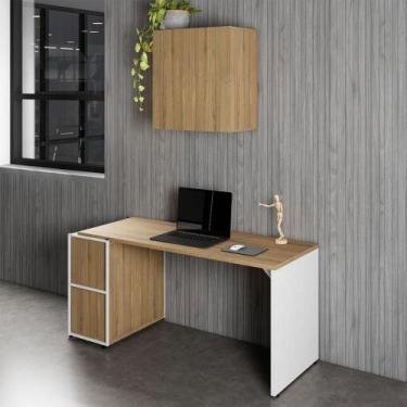 Imagem de Mesa Escrivaninha 1,5m c/ Balcão e Armário Aéreo 2 Portas F5 - F5 Offi