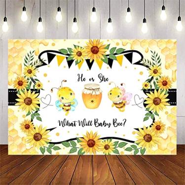 Imagem de Avezano Abelha Fundo Revelador de Gênero Bumble Bee Girassol Chá de Bebê Festa Foto Fundo O Que Bebê Abelha Revelar Gênero Decorações de Festa Cenários Fotográficos (2 x 1,5 m)