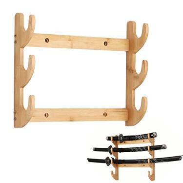 Imagem de Suporte de espada prateleira de espadas, suporte para espadas de piso multicamada, suporte para espadas katana de montagem na parede, suporte para exibição de armas, cabide vertical para espadas, sop