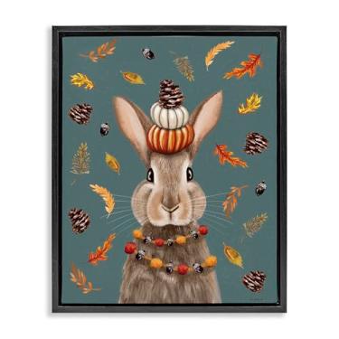 Imagem de Stupell Industries Arte de parede festiva de outono lebre preta emoldurada flutuante, design por Elizabeth Tyndall, 25 x 31