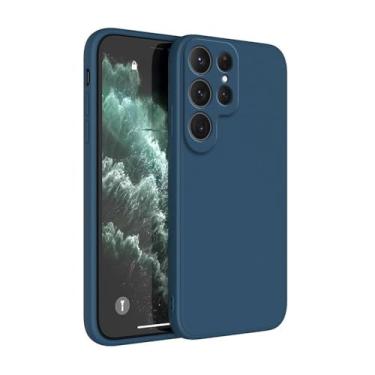 Imagem de Capa básica para celular Samsung Galaxy S22 S23 FE S24 Plus S 24 Ultra 5G Silicone líquido Capa clássica à prova de choque, azul escuro, para S24 Ultra