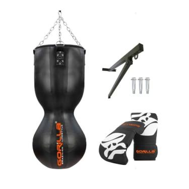 Imagem de Kit Completo Saco De Pancada Oito Profissional + Luva Bate Saco + Suporte Parede Aço Zincado Gorilla (Preto)