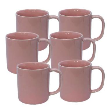 Imagem de Jogo Xicara Caneca Cafe Cha Porcelana Rosa 200ml 06un - MUNDO DA PORCE