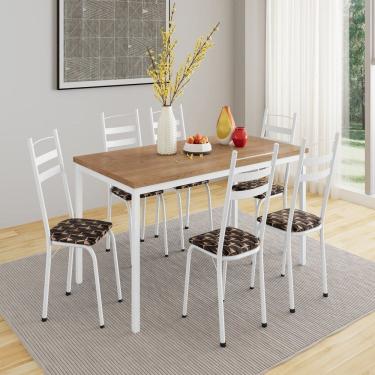 Imagem de Conjunto de Mesa com 6 Cadeiras Adriana Branco/Palha/ Demolição