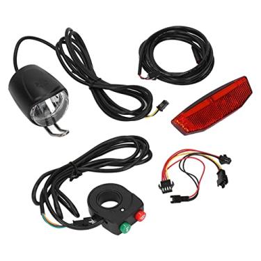 Imagem de Kit de farol e luz traseira de bicicleta, kit de farol elétrico de buzina e luz traseira DK11 de liga de alumínio de plástico para bicicleta elétrica para atualização