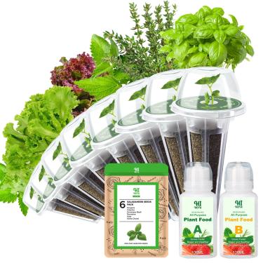 Imagem de Kit de cápsulas de sementes de ervas e saladas gourmet, 8 cápsulas (inclui semente de manjericão/menta/tomilho/alface romana/cabeça de manteiga/folha vermelha e verde) kit de cápsulas de semente de