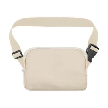 Imagem de Fiocias Bolsa de telefone em execução bolsa crossbody saco multifuncional para mulheres pequenas bolsas de bunda, Bege