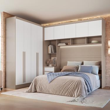 Imagem de Quarto Modulado Casal 10 Portas 3 Gavetas Infinity Móveis Castro - Duna/Branco Line