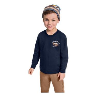 Imagem de Camiseta Manga Longa em Meia Malha para Menino Quimby, Azul marinho, 6