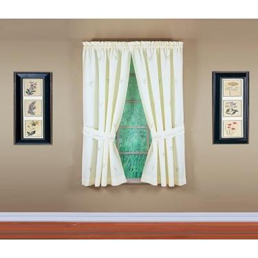 Imagem de Cortina de hoje, par de painéis Forget-Me-Not 160 cm, cru/rosa, conjunto de 4 peças, 203 cm L x 160 cm C