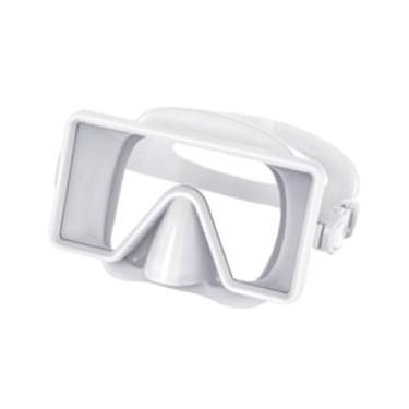 Imagem de simhoa Máscara de mergulho, óculos de natação, resistente a impactos, tira de silicone, anti-vazamento, antiembaçante, para adultos, pesca submarina, Branco