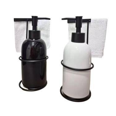 Imagem de Kit Banheiro Lavabo 3 Peças Porta Sabonete Liquido + Suporte + Mini Toalha (BRANCO)