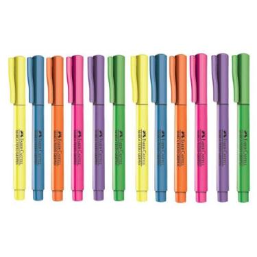 Imagem de Kit 12 Canetas Marca Texto Faber Castell Grifpen Opções Tons Pastel, N