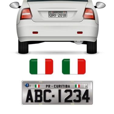 Imagem de Par Bandeiras Itália Placa Carro Moto Adesivas Resinadas - SPORTINOX