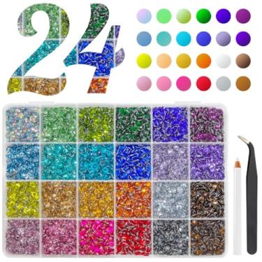Imagem de qiipii 24 Strass De Resina Cristal Colorido 5 Mm Para Artesanato, Pedras Fundo Plano, Cristais Arco-Íris, Preciosas, Diamantes, Pingentes, Unhas, Olhos, Maquiagem Facial, Copos, Garrafas, Artesanato