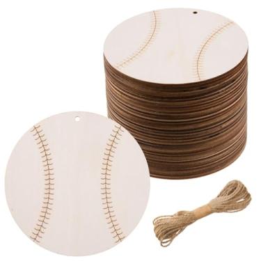 Imagem de AWIZOM 48 Peças De Recortes Beisebol Madeira, Enfeites Em Formato Madeira Inacabada, Etiquetas Branco, Decoração Esportiva Pendurada Com Barbante Para Pintura Artesanal Faça Você Mesmo, Festa Temáti
