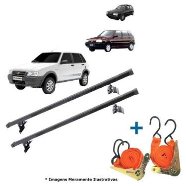 Imagem de Rack Teto Fiat Uno Mille 4 Portas Bagageiro + 2 Cintas Carga - Rack de