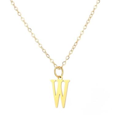 Imagem de SHE LIAN Colar com pingente personalizado com letra inicial delicada e delicada para presentes femininos, Small, Aço inoxidável, Sem Pedra Preciosa