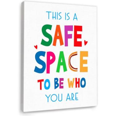 Imagem de YEOION safe paceArte de parede para decoração de parede de escritório, citações positivas decoração de parede para sala de aula e escola