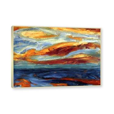 Imagem de NHLDZYH Moldura dourada champanhe. Impressões de Emil Nolde, (Autumn Sea 7), reproduções de pinturas famosas, imagem de arte abstrata para sala de estar quarto decoração de casa. 40 x 56 cm-15,7 x