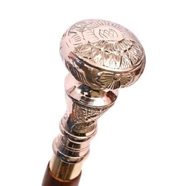 Imagem de Aysha Bengala de caminhada de madeira dobrável com alça de latão vintage com telescópio vitoriano, presente ideal