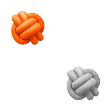 Imagem de Almofadas De Nó 28cm x 28cm Lindas Decorativas Sala Sofá Cama Cores (LARANJA E CINZA)