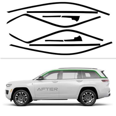 Imagem de iwannachange Revestimento de vinil com exclusão de janela lateral cromada adequada para Jeep Grand Cherokee 2022 2023 2024 2025 com película blackout brilhante kits acessórios