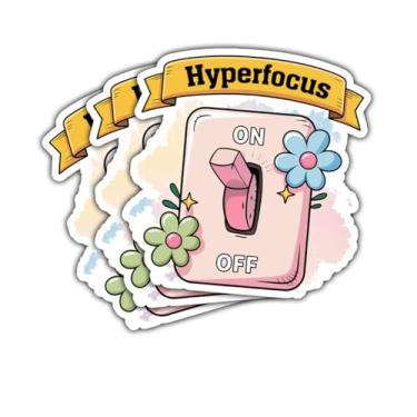 Imagem de 3 peças Hyperfocus On Switch Adesivo Sarcástico Saúde Mental Adesivo Presente Neurodiversidade Hiperfoco On Off Switch Adesivos ADHD Positividade Carro Decalque para Laptop Garrafa de Água Caixa de