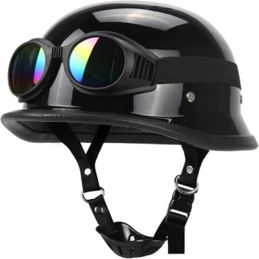 Imagem de Capacete De Motocicleta Estilo Retro Meio Capacete Com Óculos De Proteção Scooter Cruiser Chopper Ciclomotor Capacete Aberto Certificado Ece All Seasons Unissex, E, L