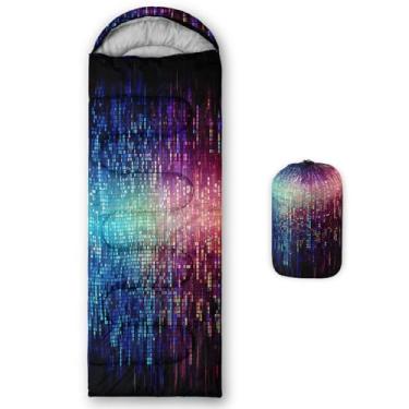 Imagem de Smell Sunshine Saco de dormir infantil para meninos e meninas, estampa de linhas gradientes coloridas, leve, quente, portátil, uso interno, impermeável, resistente ao clima frio, saco de dormir para