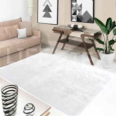Imagem de Tapete Peludo Retangular para Sala, 200 x 150 cm, Estilo Glamour, Macio e Resistente (Branco)
