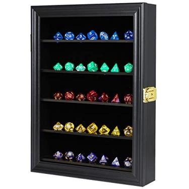Imagem de HOROW Dnd Dice Display Case Contém 5 Conjuntos De Dados Hexagonais Poliédricos Com Trava Para Montagem Na Parede Com Proteção Uv 98% Coletores De Dados Caixa De Prateleira Organizadora De Dados Para J