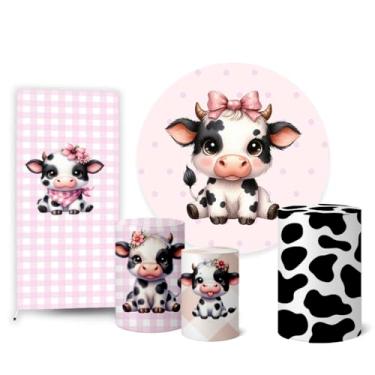 Imagem de Trio Capas Cilindro + Painel Redondo + Lateral Vaquinha Mêsversário (K2B-VAQ0001)