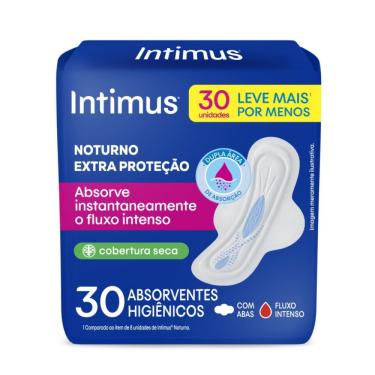 Imagem de Absorvente Externo Intimus Noturno Cobertura Seca Com Abas 30 unidades