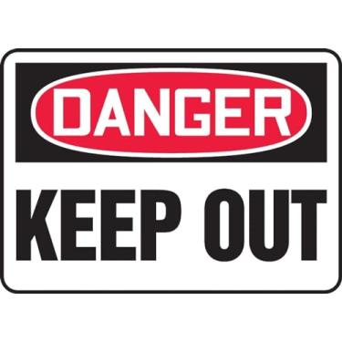 Imagem de ACCUFORM Placa adesiva de segurança de vinil SIGNS MADM064VS, Legend "Danger Keep Out", 25 cm de comprimento x 35,5 cm de largura x 0,004 cm de espessura, vermelho/preto em branco